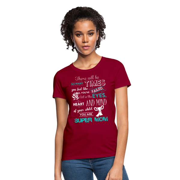 Super Mom Women's T-Shirt - dark red