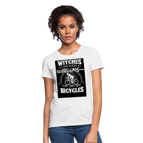 Witches Used To Ride Brooms Now They Ride Bicycles Women's T-Shirt - white