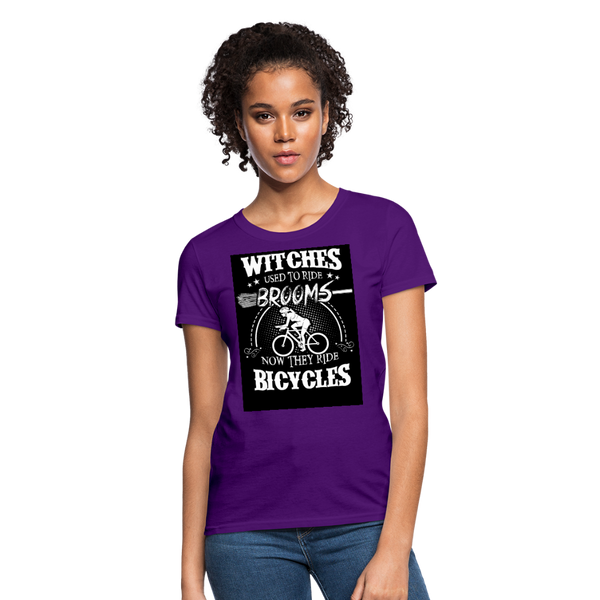 Witches Used To Ride Brooms Now They Ride Bicycles Women's T-Shirt - purple