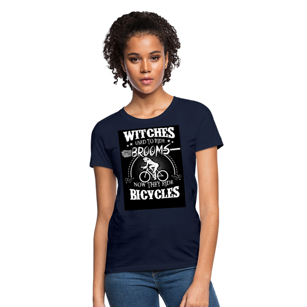 Witches Used To Ride Brooms Now They Ride Bicycles Women's T-Shirt - navy
