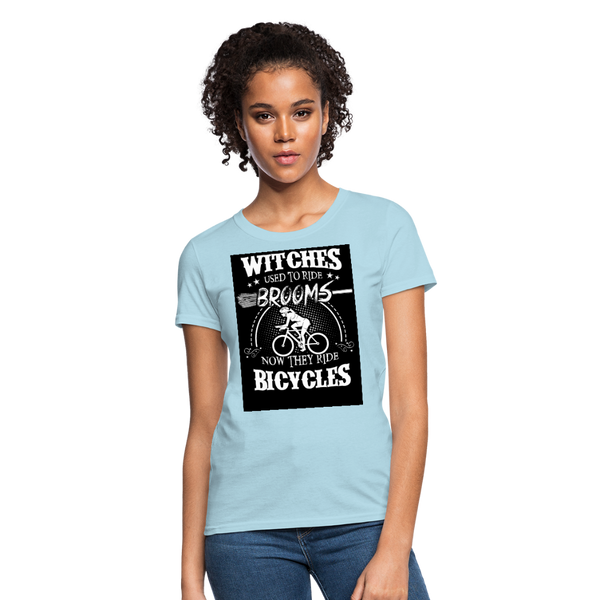 Witches Used To Ride Brooms Now They Ride Bicycles Women's T-Shirt - powder blue