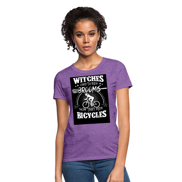 Witches Used To Ride Brooms Now They Ride Bicycles Women's T-Shirt - purple heather