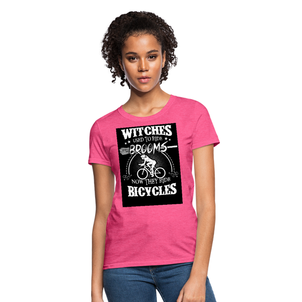 Witches Used To Ride Brooms Now They Ride Bicycles Women's T-Shirt - heather pink