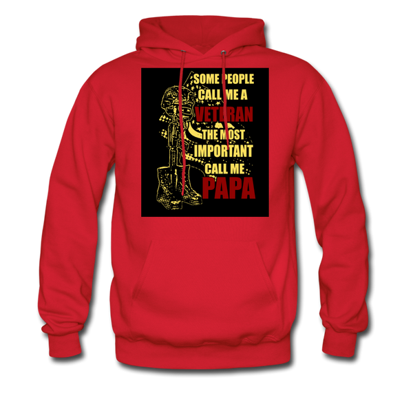 Some People Call Me A Veteran The Most Important Call Me Papa Men's Hoodie - red