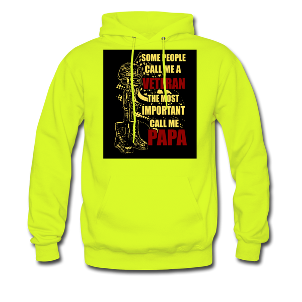 Some People Call Me A Veteran The Most Important Call Me Papa Men's Hoodie - safety green