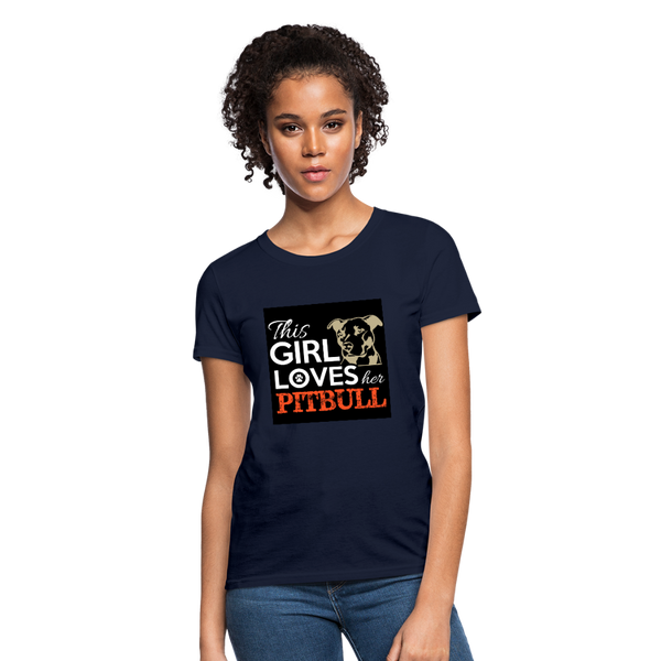 This Girl Loves Her Pitbull Women's T-Shirt - navy
