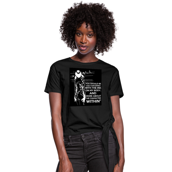 Tattoo Quote Women's Knotted T-Shirt - black