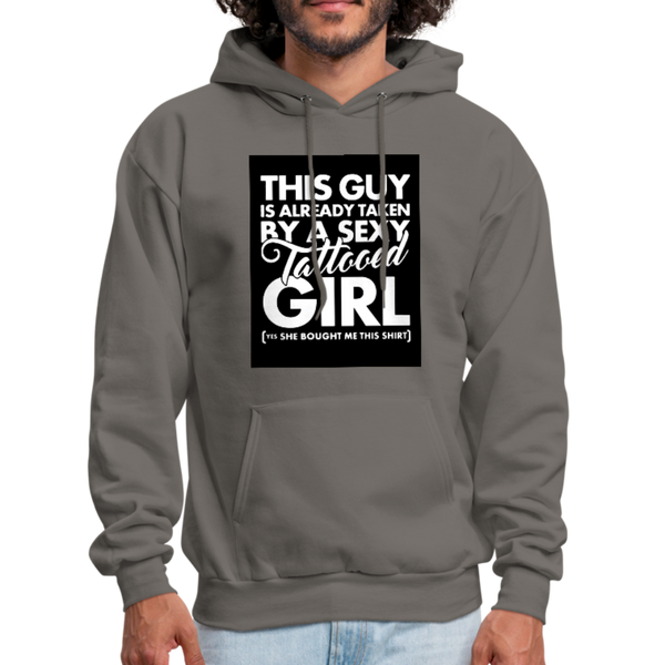 This Guy Is Already Taken By A Sexy Tattooed Girl Men's Hoodie - asphalt gray