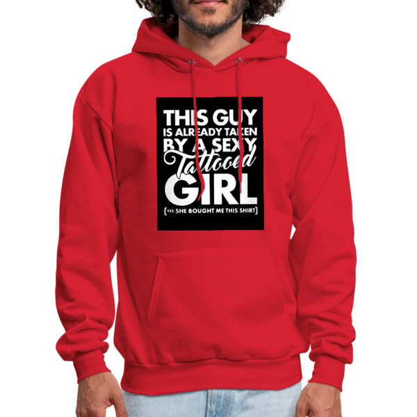 This Guy Is Already Taken By A Sexy Tattooed Girl Men's Hoodie - red