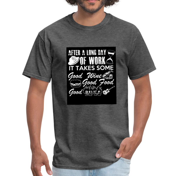 Wine Food Blues Men's T-Shirt - heather black