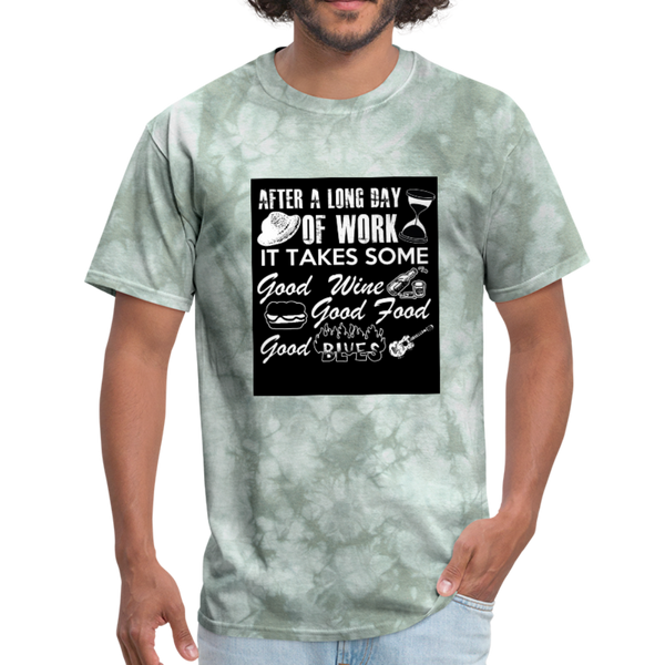 Wine Food Blues Men's T-Shirt - military green tie dye