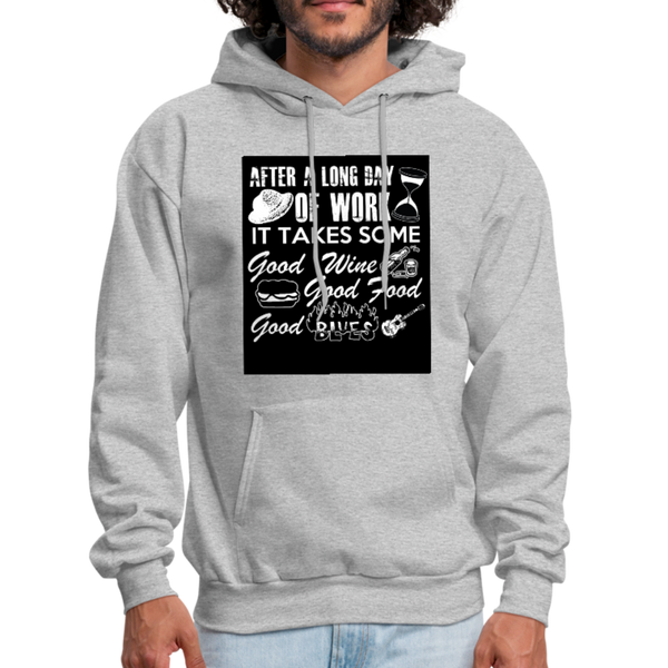 Wine Food Blues Men's Hoodie - heather gray