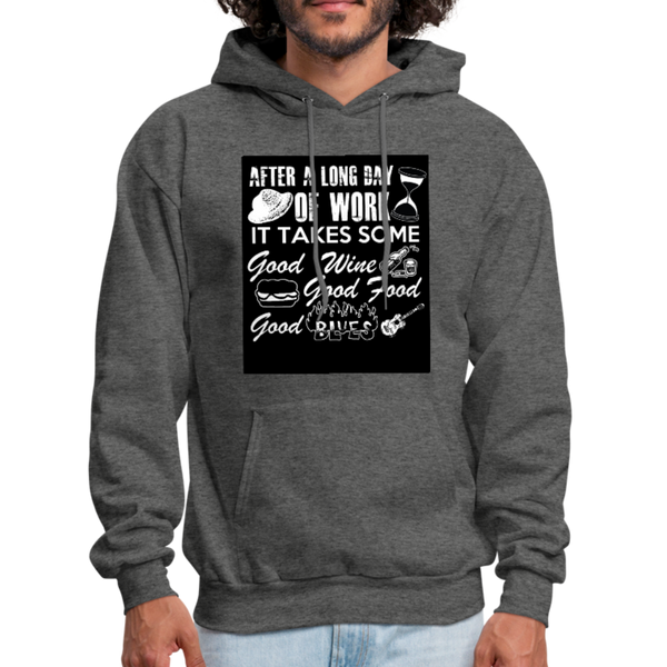 Wine Food Blues Men's Hoodie - charcoal gray