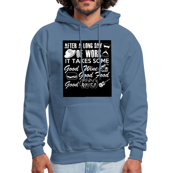 Wine Food Blues Men's Hoodie - denim blue