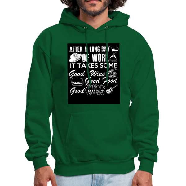 Wine Food Blues Men's Hoodie - forest green