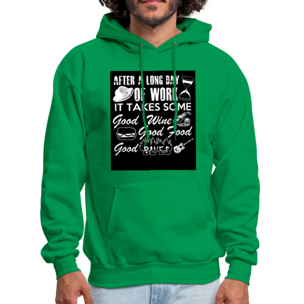Wine Food Blues Men's Hoodie - kelly green