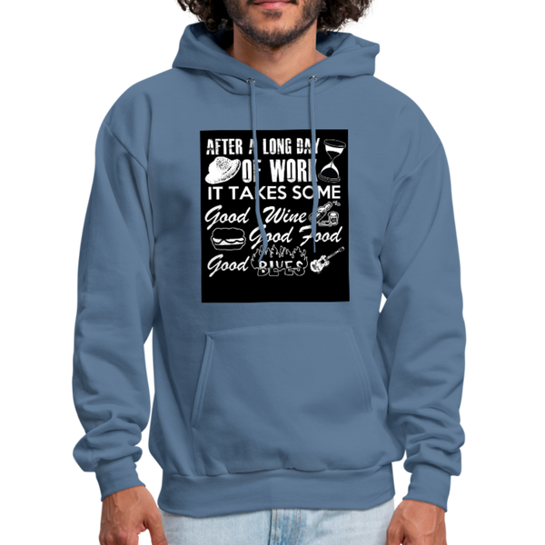 Wine Food Blues Men's Hoodie - denim blue