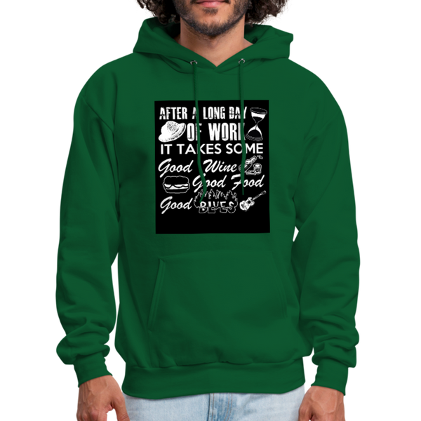 Wine Food Blues Men's Hoodie - forest green