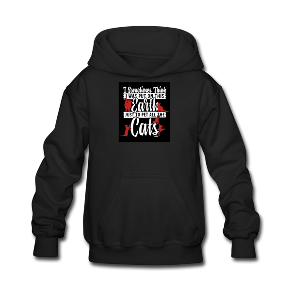 Sometimes I Think I Was Put On This Earth Just To Pet All The Cats Kids' Hoodie - black