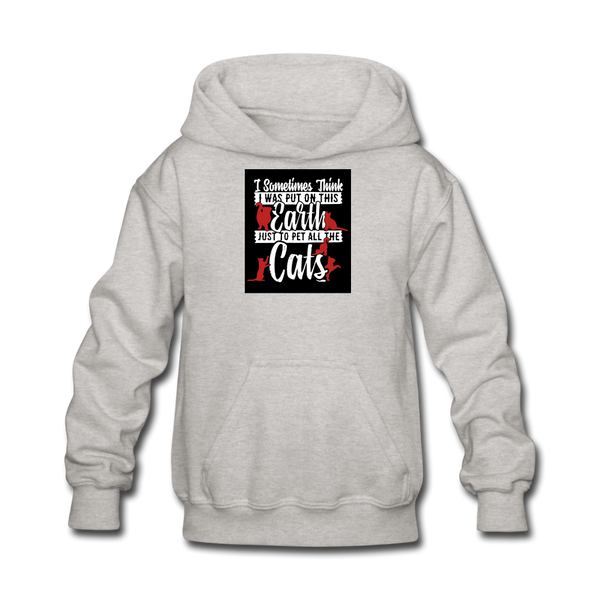 Sometimes I Think I Was Put On This Earth Just To Pet All The Cats Kids' Hoodie - heather gray