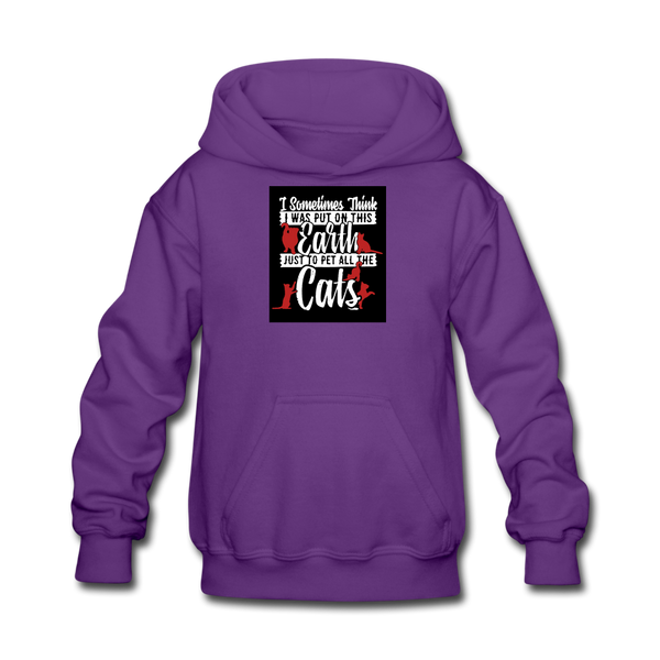 Sometimes I Think I Was Put On This Earth Just To Pet All The Cats Kids' Hoodie - purple