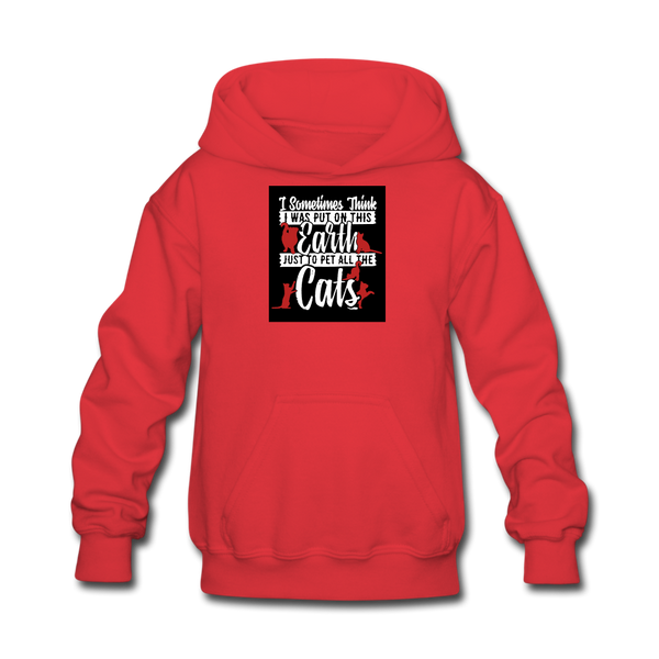 Sometimes I Think I Was Put On This Earth Just To Pet All The Cats Kids' Hoodie - red
