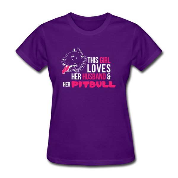 This Girl Loves Her Husband & Her Pitbull Women's T-Shirt - purple