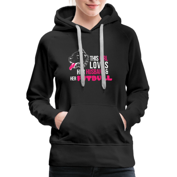 This Girl Loves Her Husband & Her Pitbull Women’s Premium Hoodie - black