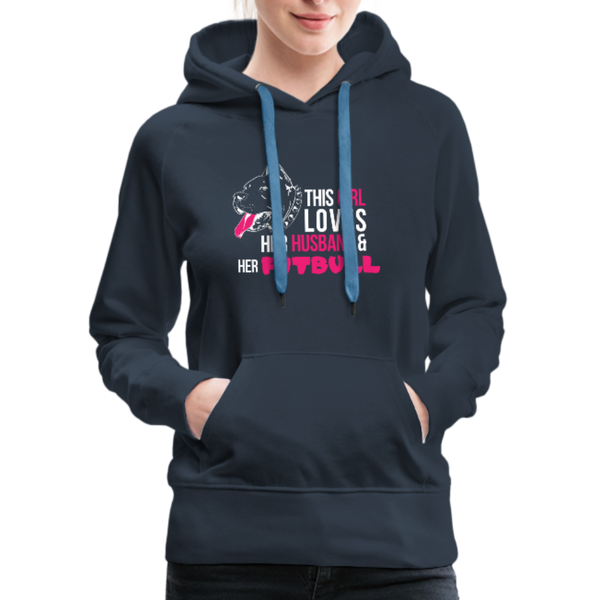 This Girl Loves Her Husband & Her Pitbull Women’s Premium Hoodie - navy