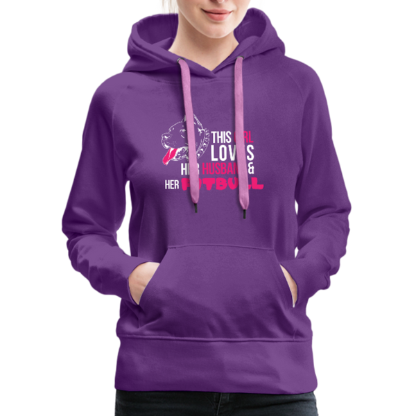 This Girl Loves Her Husband & Her Pitbull Women’s Premium Hoodie - purple