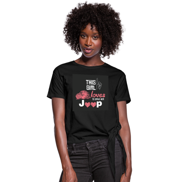 This Girl Loves To Drive Her Jeep Women's Knotted T-Shirt - black