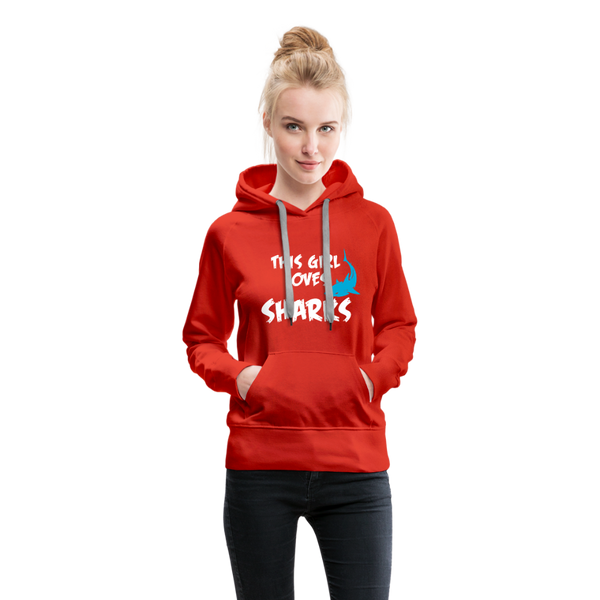 This Girl Loves Sharks Women’s Premium Hoodie - red