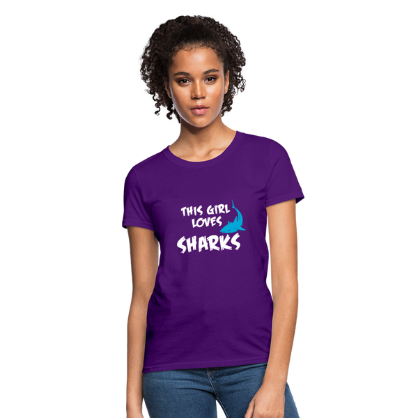 This Girl Loves Sharks Women's T-Shirt - purple