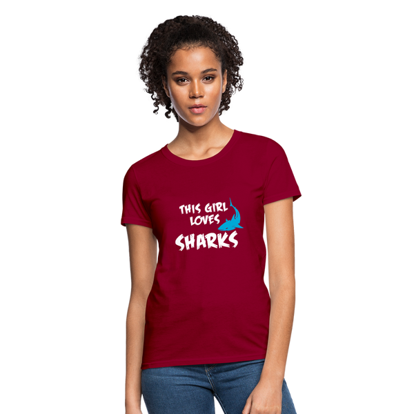 This Girl Loves Sharks Women's T-Shirt - dark red