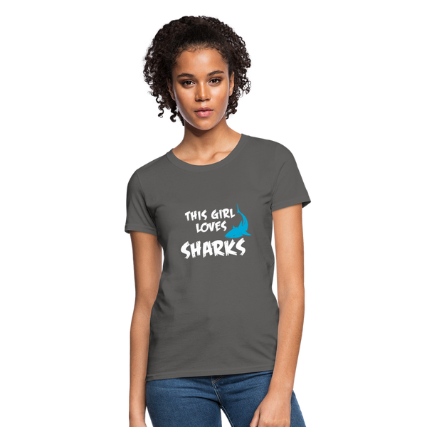 This Girl Loves Sharks Women's T-Shirt - charcoal