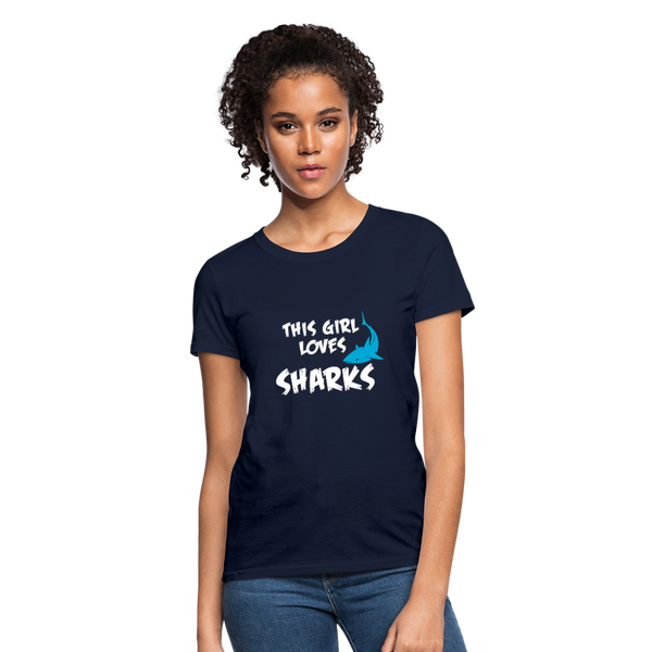 This Girl Loves Sharks Women's T-Shirt - navy