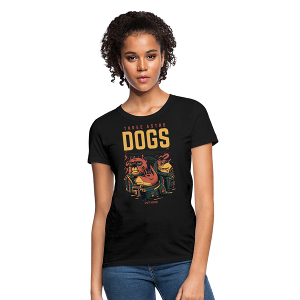 Three Astro Dogs Women's T-Shirt - black
