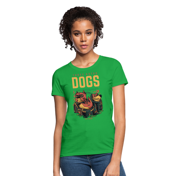 Three Astro Dogs Women's T-Shirt - bright green