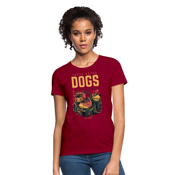 Three Astro Dogs Women's T-Shirt - dark red