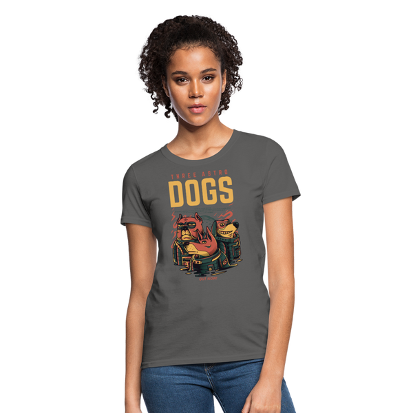 Three Astro Dogs Women's T-Shirt - charcoal