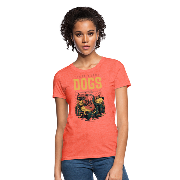 Three Astro Dogs Women's T-Shirt - heather coral