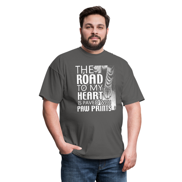 The Road To My Heart Is Paved With Paw Prints Men's T-Shirt - charcoal