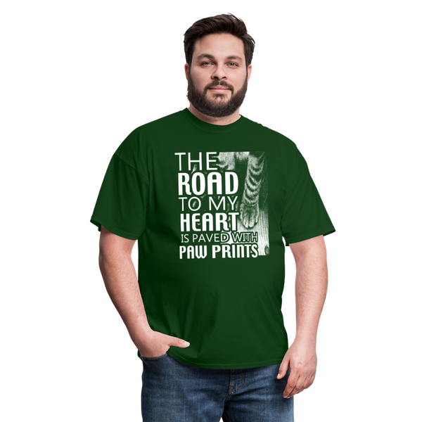 The Road To My Heart Is Paved With Paw Prints Men's T-Shirt - forest green