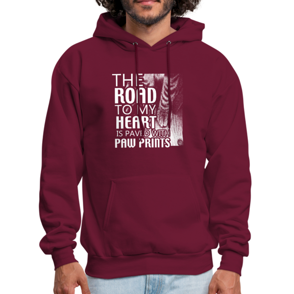 The Road To My Heart Is Paved With Paw Prints Men's Hoodie - burgundy