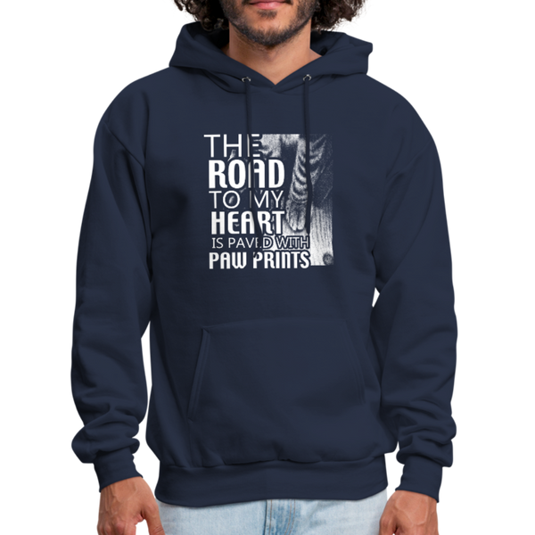 The Road To My Heart Is Paved With Paw Prints Men's Hoodie - navy