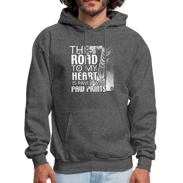 The Road To My Heart Is Paved With Paw Prints Men's Hoodie - charcoal gray