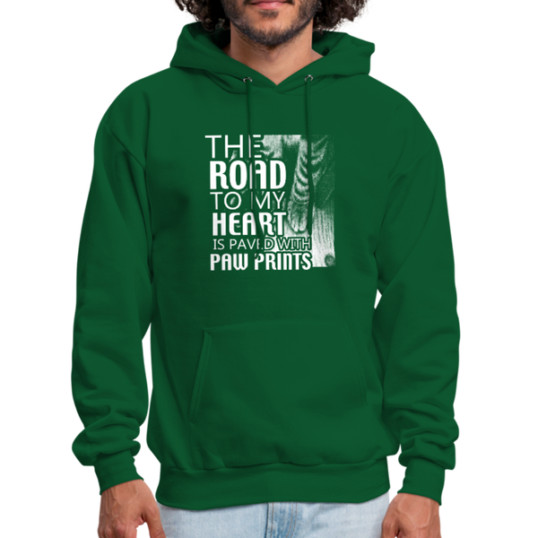 The Road To My Heart Is Paved With Paw Prints Men's Hoodie - forest green
