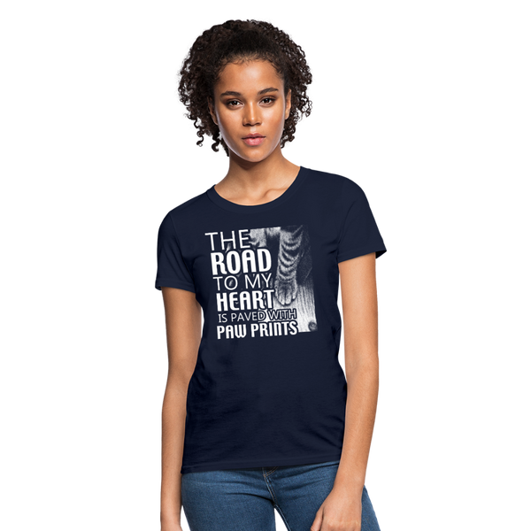 The Road To My Heart Is Paved With Paw Prints Women's T-Shirt - navy