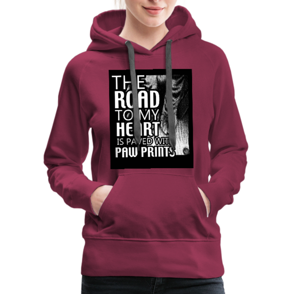 The Road To My Heart Is Paved With Paw Prints Women’s Premium Hoodie - burgundy