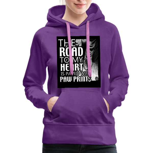The Road To My Heart Is Paved With Paw Prints Women’s Premium Hoodie - purple